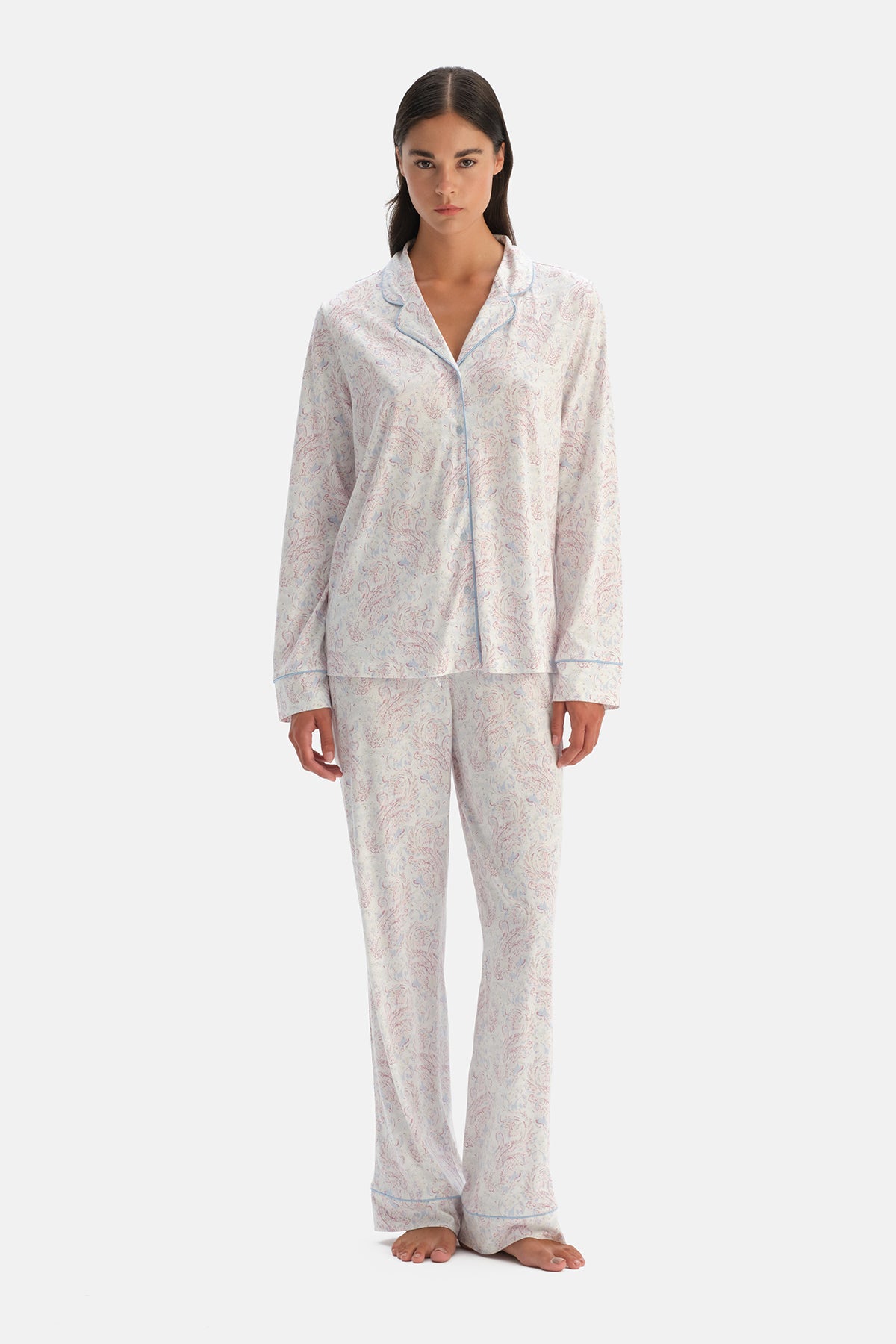 Multicolor Şal Desenli Gömlek Pantolon Takım