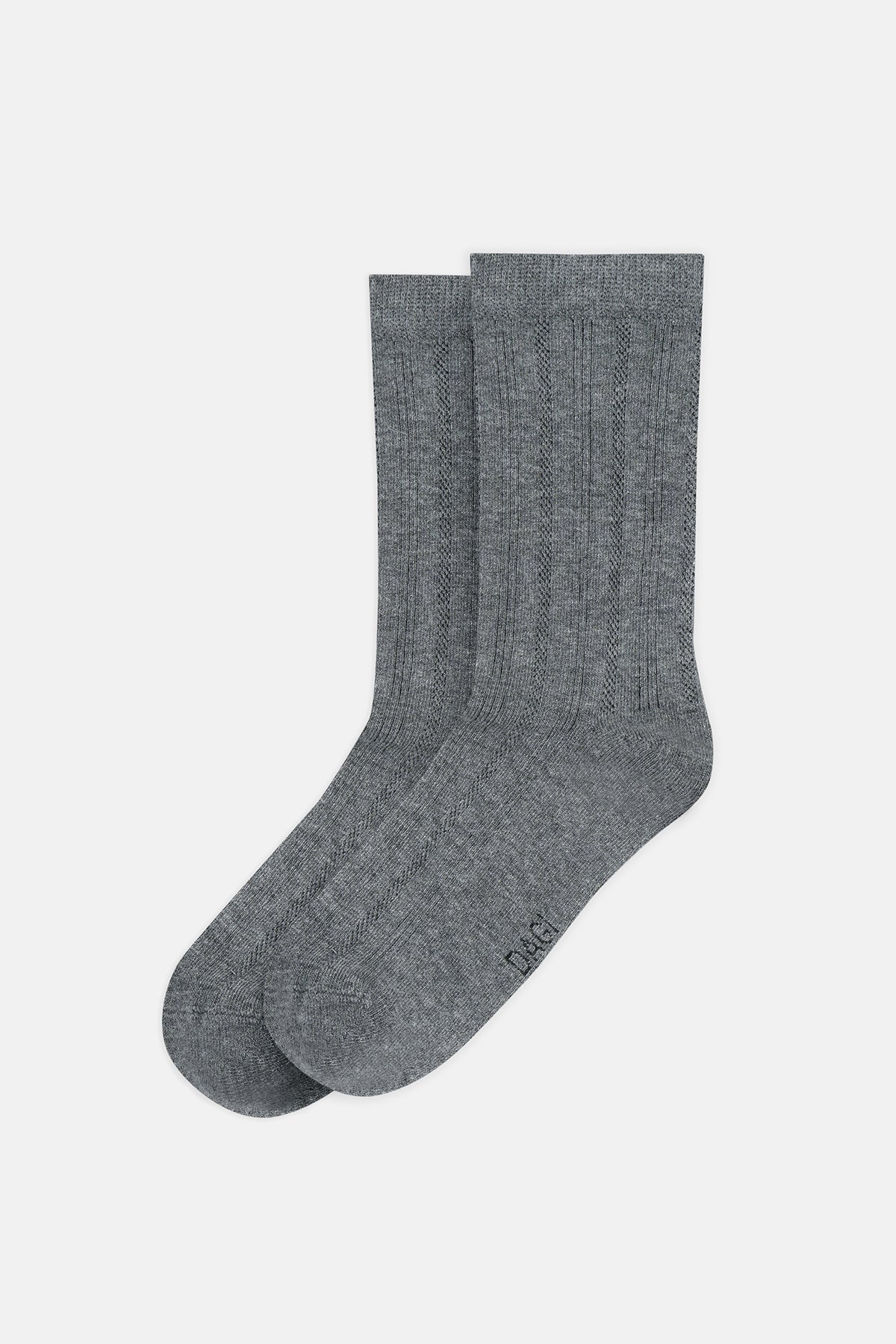 Gri Melanj Kadın Kaşmirli Minimal Desen Soket Çorap