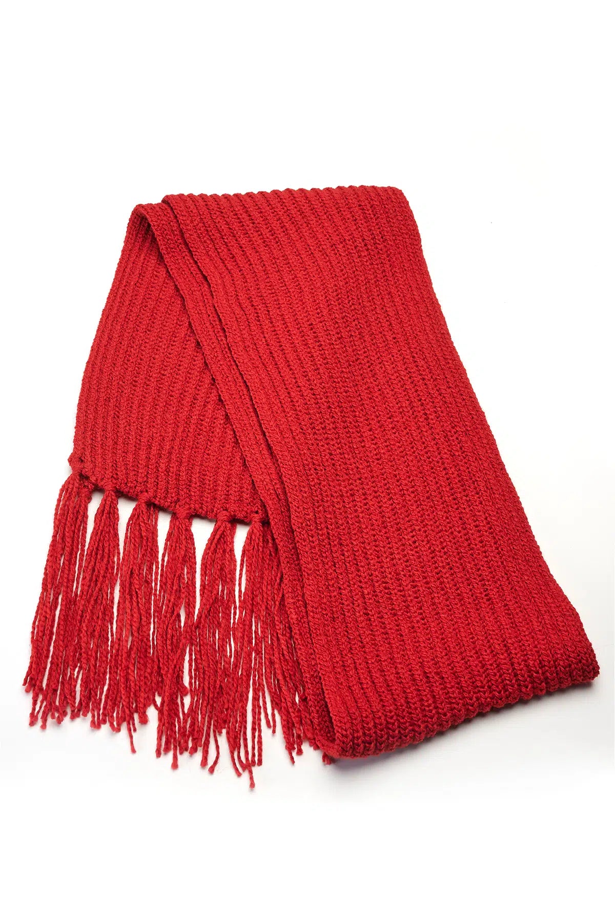 Kırmızı El Örgüsü Atkı