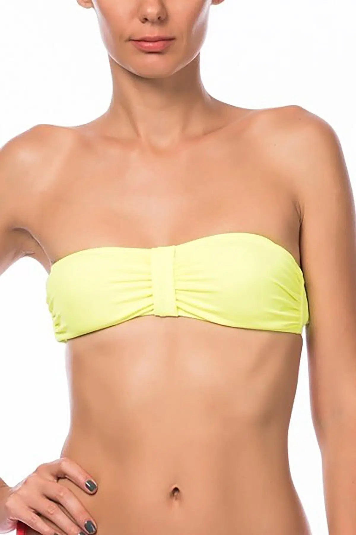 Sarı Luplu Straplez Tek Bikini Üst