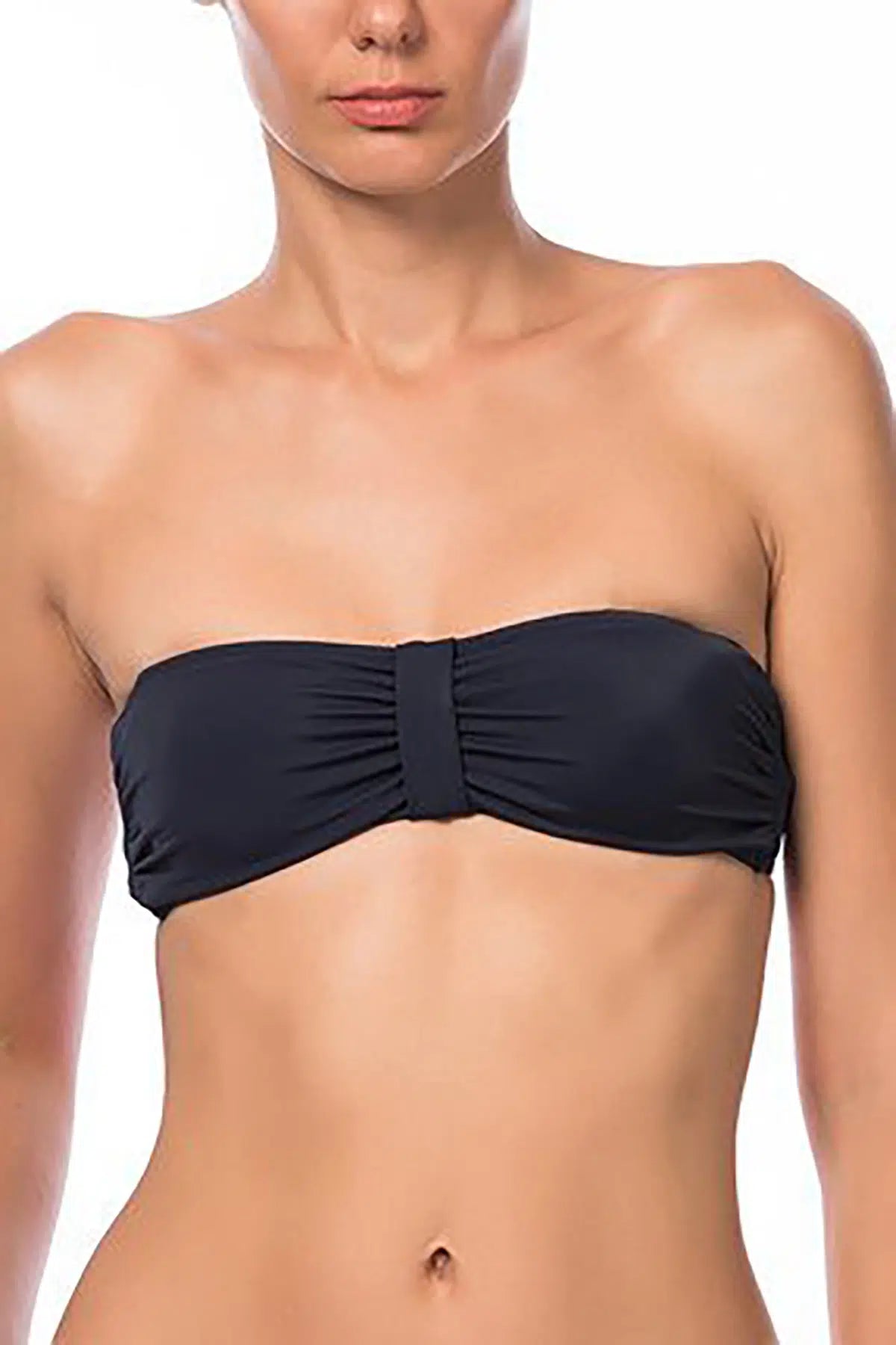 Siyah Luplu Straplez Tek Bikini Üst