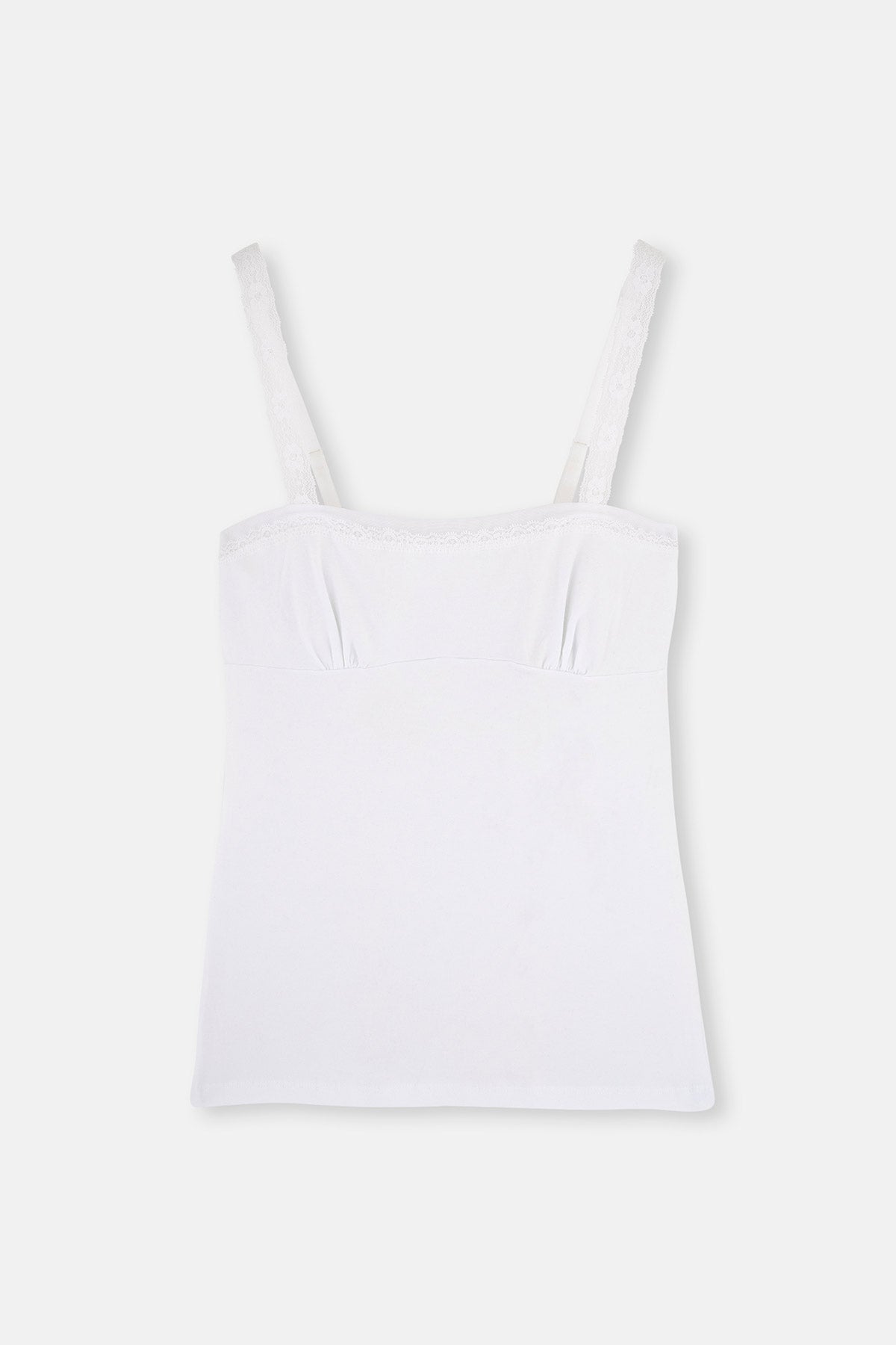 Beyaz Geniş Yaka Kalın Askılı Penye Kadın Atlet