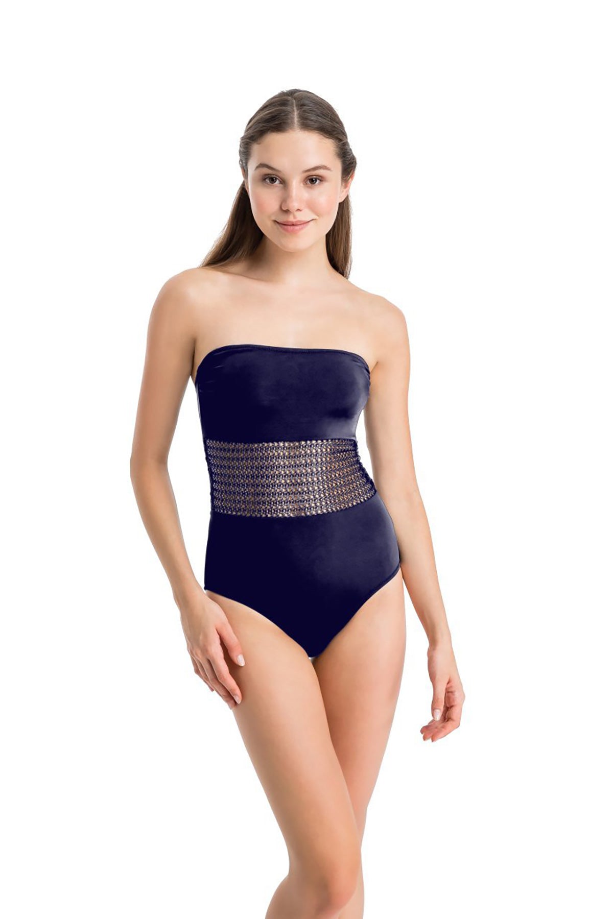 Lacivert Transparan Straplez Mayo