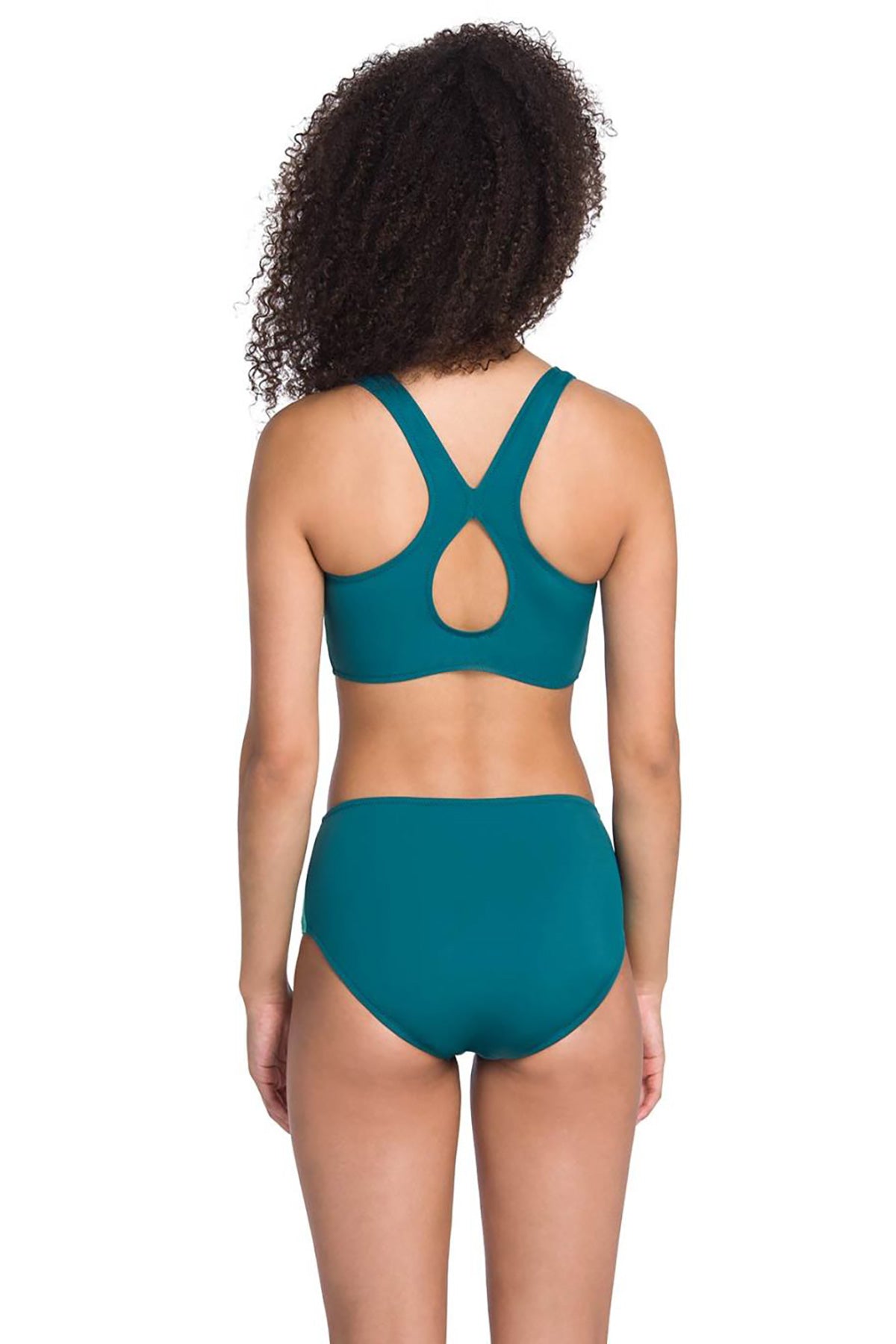Petrol Yeşili i Fermuarlu Yüzücü Bikini Takımı
