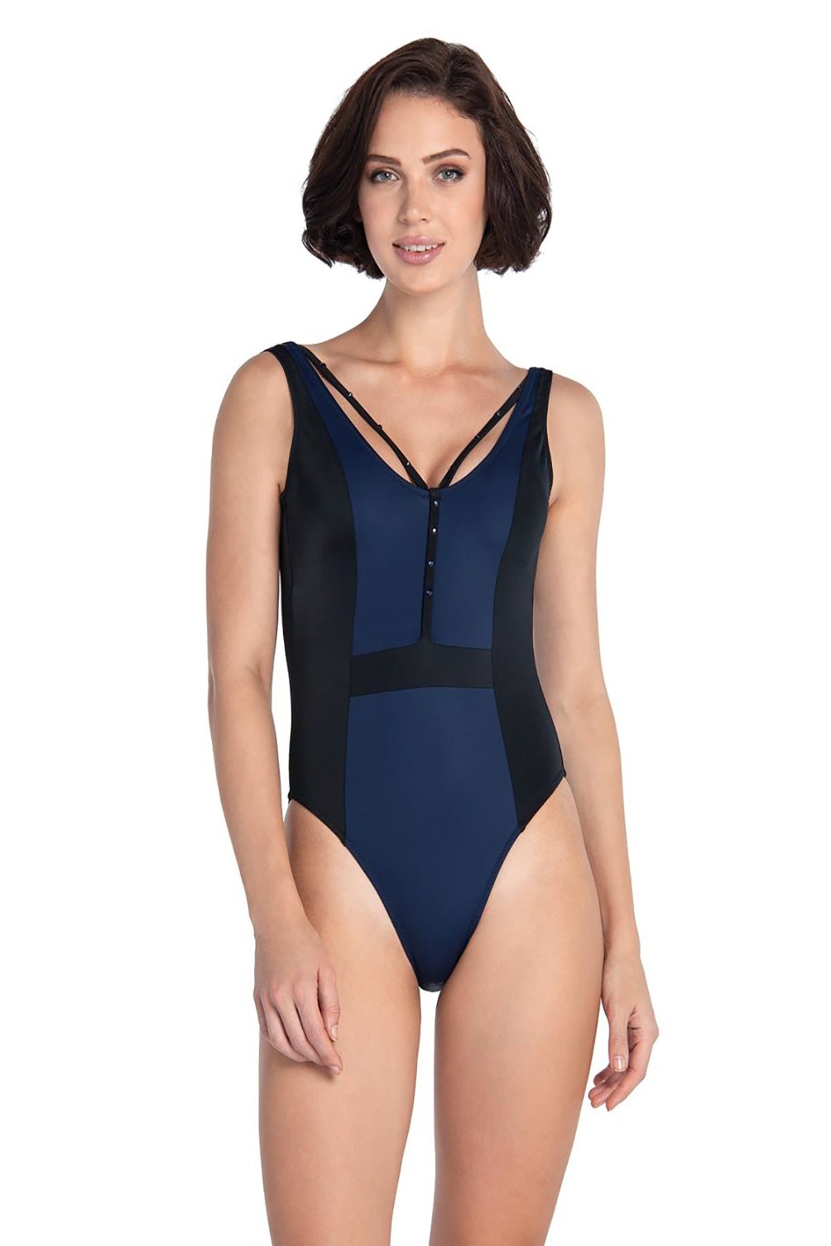 Siyah Parçalı Kaplı Mayo