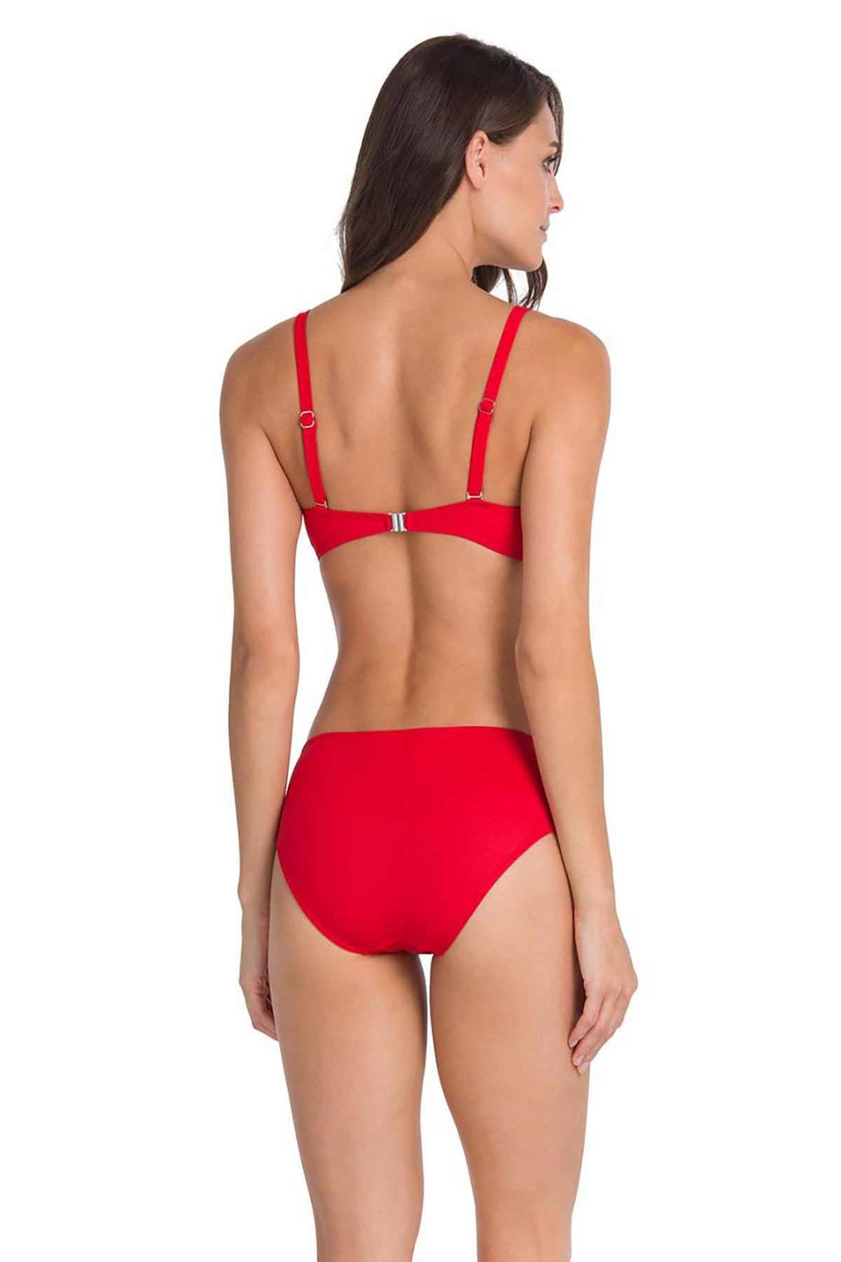 Kırmızı Fermuarlı Ince Askılı Bikini Takımı