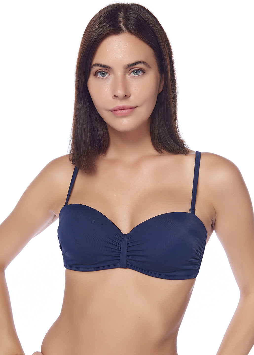 Lacivert 19880Mm Dolgulu Kaplı Straplez Üst-Lc