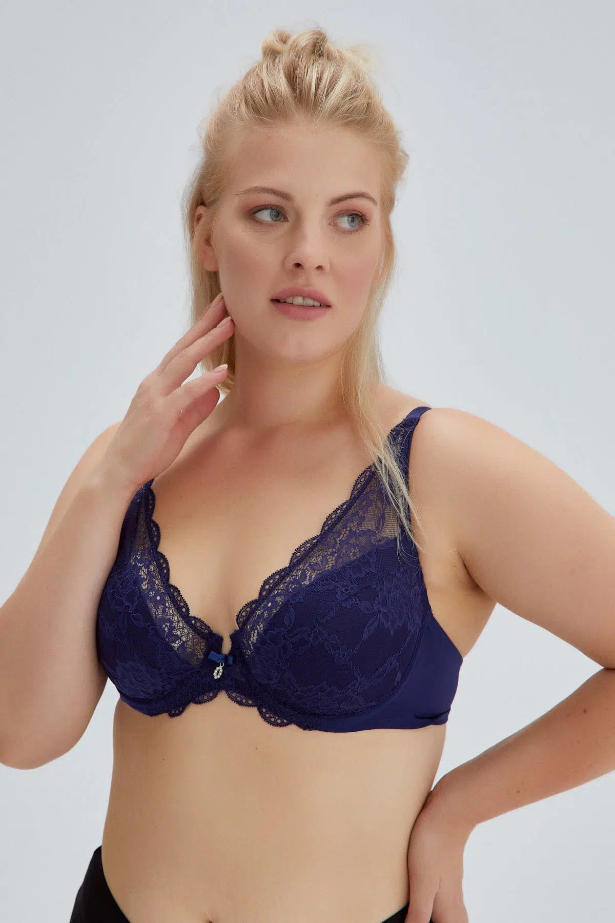 Lacivert Molly Balenli Kaplı Üçgen Sütyen