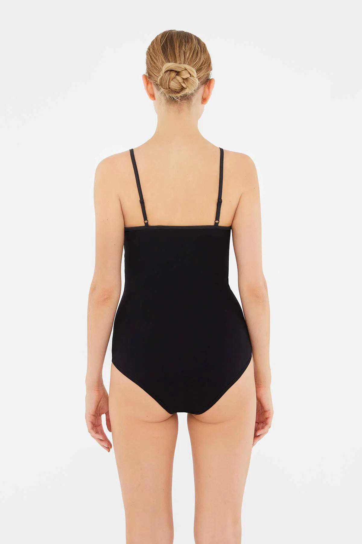 Siyah Askılı Penye Kadın Body