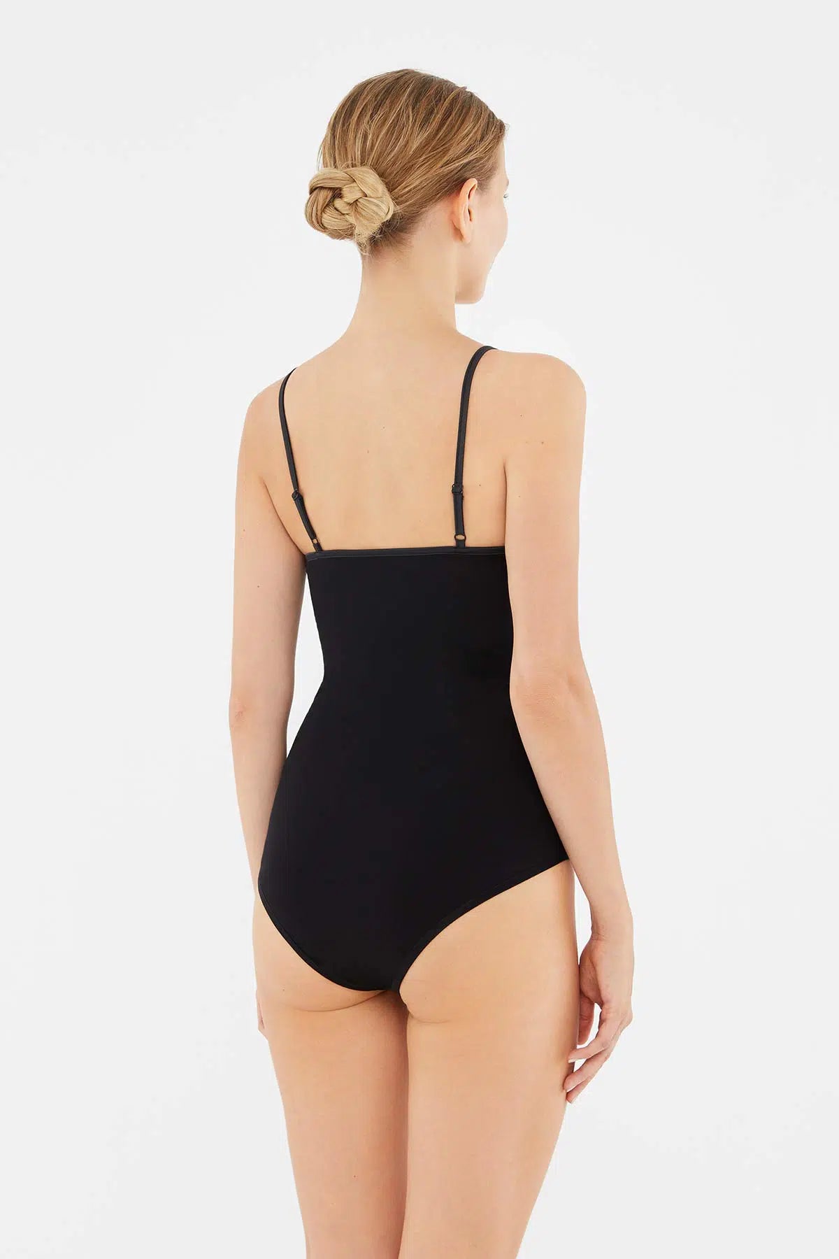 Siyah Askılı Penye Kadın Body