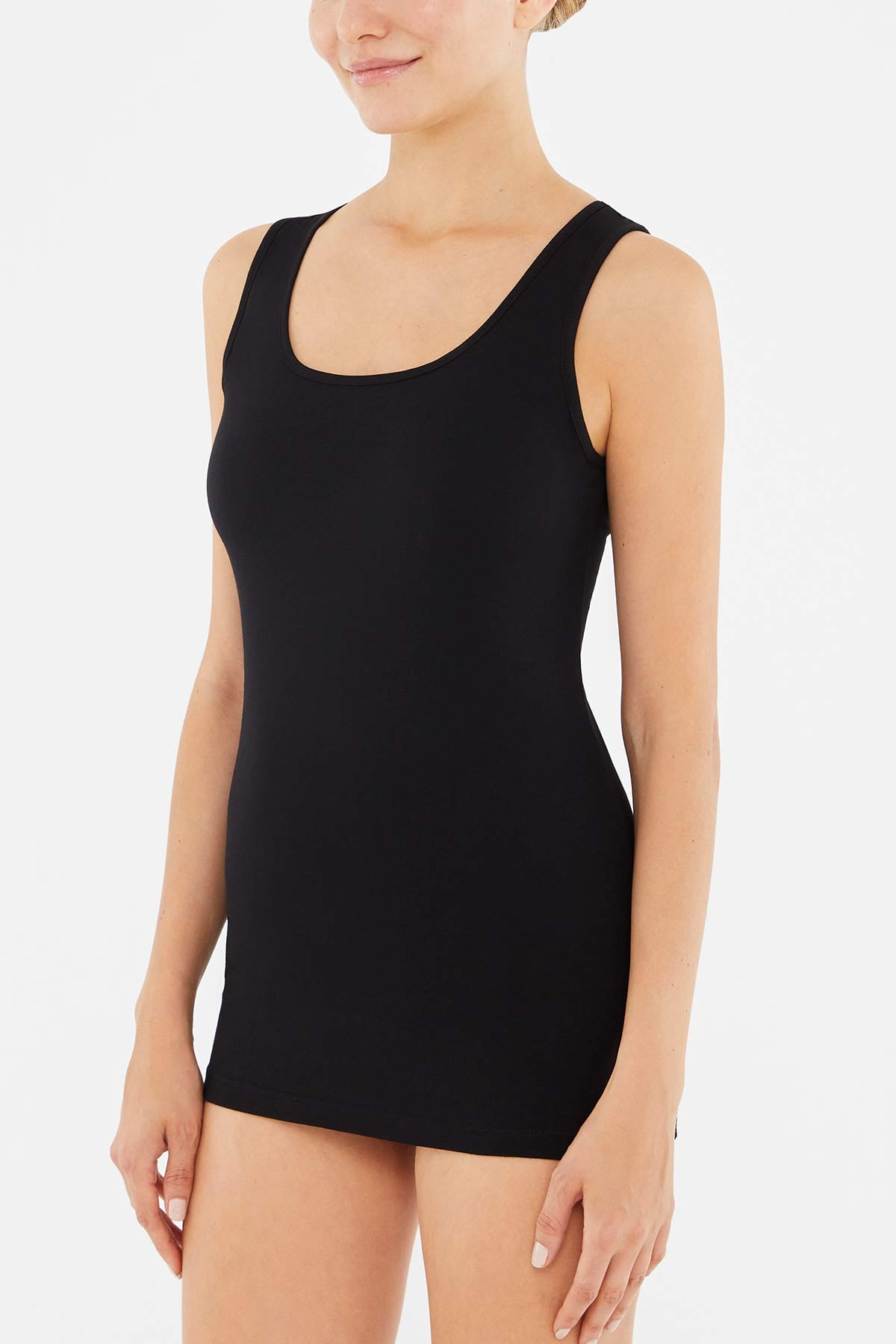 Siyah Kalın Askılı Pamuklu 2'Li Atlet