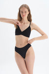 Siyah Klasik Lazer Kesim Slip
