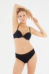 Siyah Blossom Balenli Push-Up Sütyen