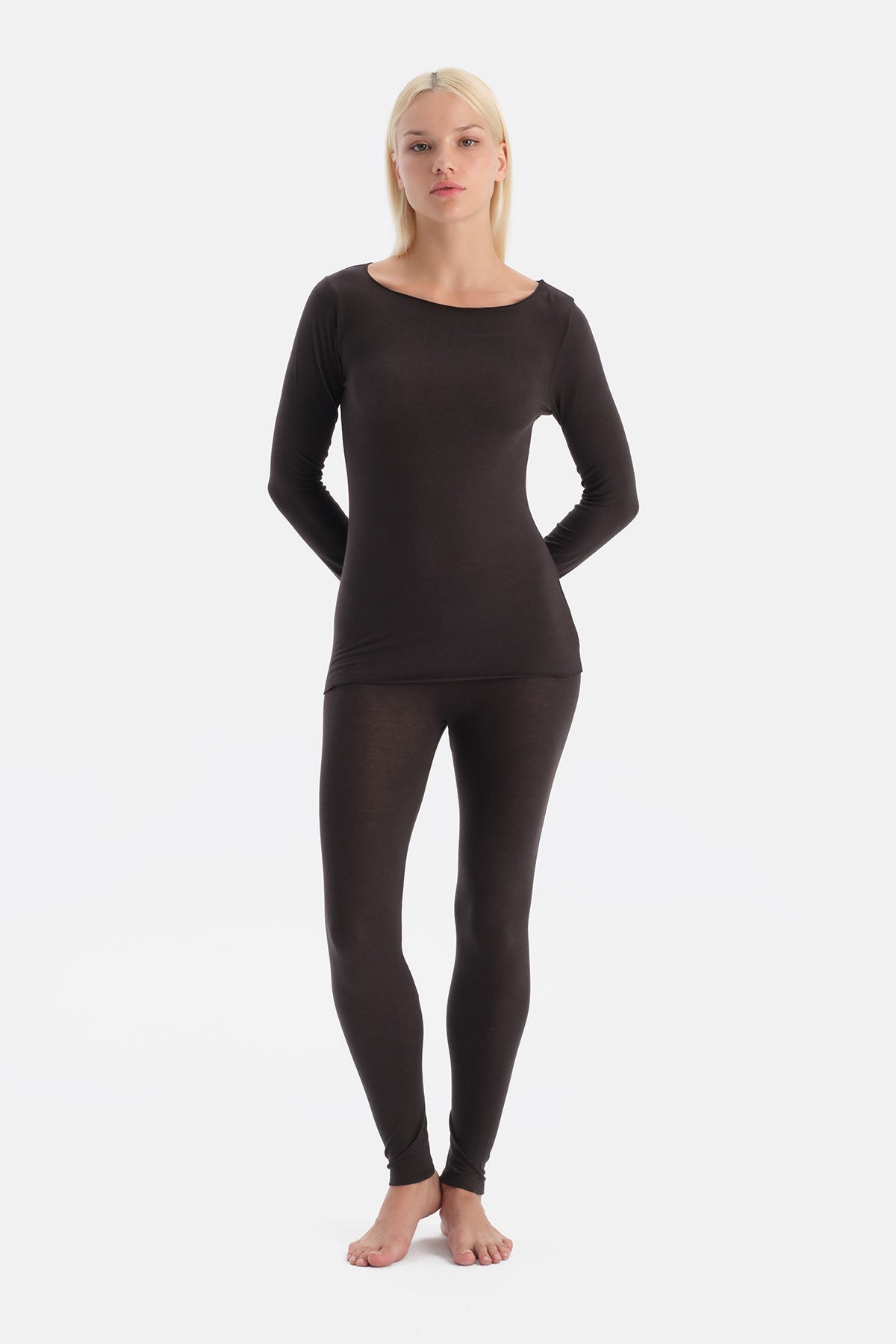 Koyu Kahve Modal Kaşmir Tayt