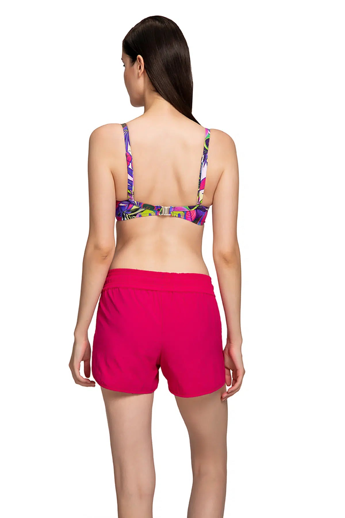 Fuşya Bağlı Kadın Deniz Şortu