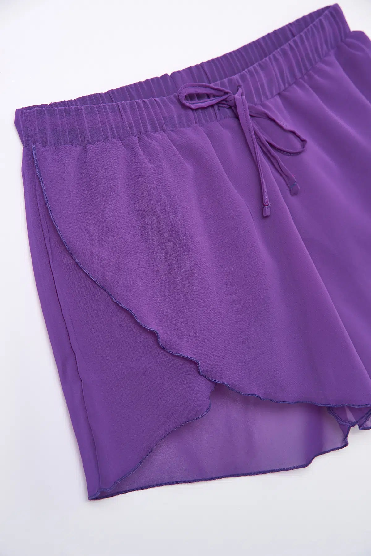 Lila Şifon Şort Pareo