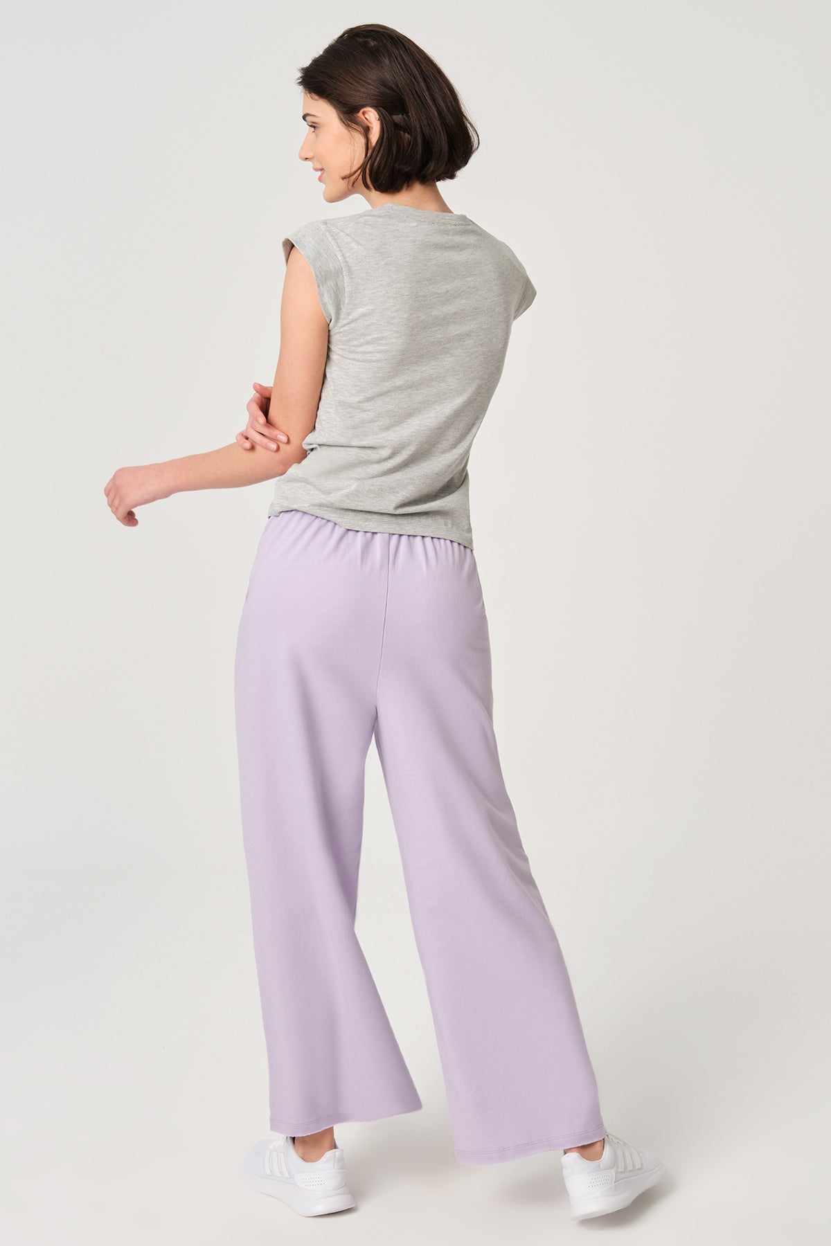 Gri Melanj Bisiklet Yaka Kolsuz T-Shirt