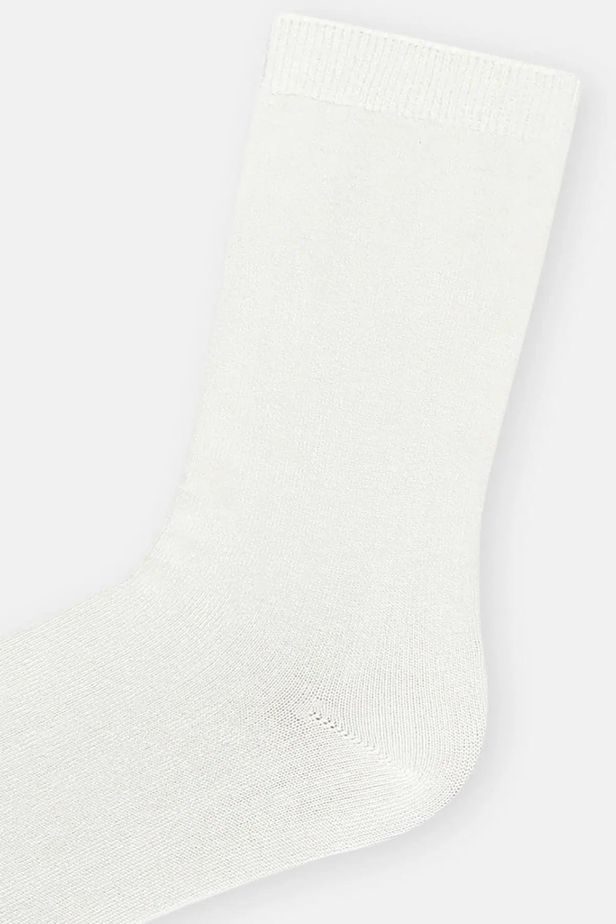 Beyaz Kadın 2'Li Basıc Bambu Çorap