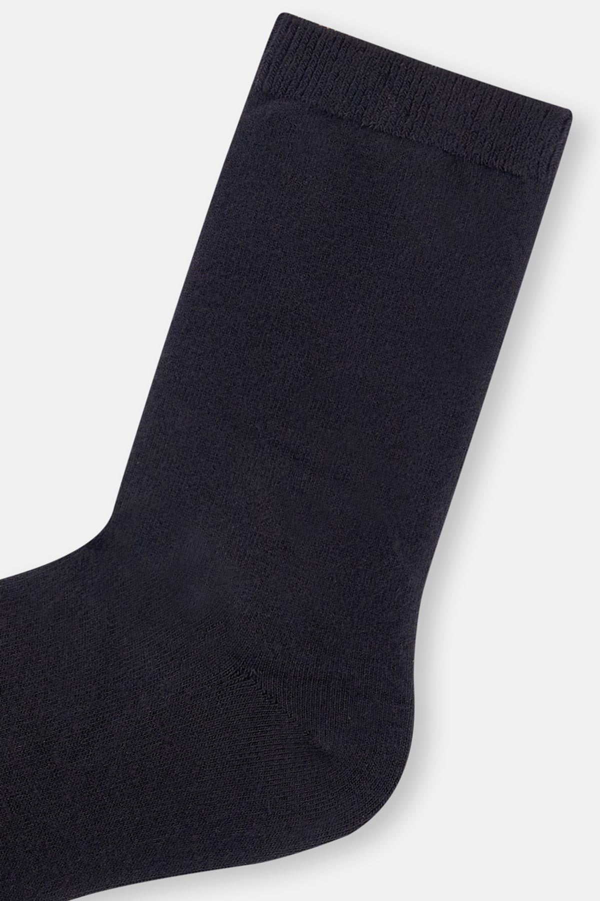 Siyah Kadın 2'Li Basıc Bambu Çorap