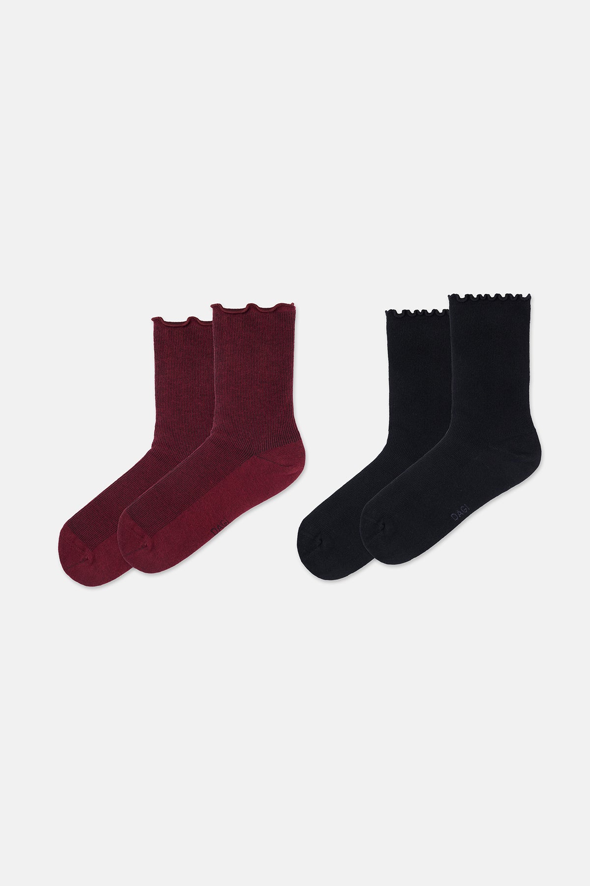 KADIN 2'Lİ PAMUKLU FIRFIRLI ÇORAP