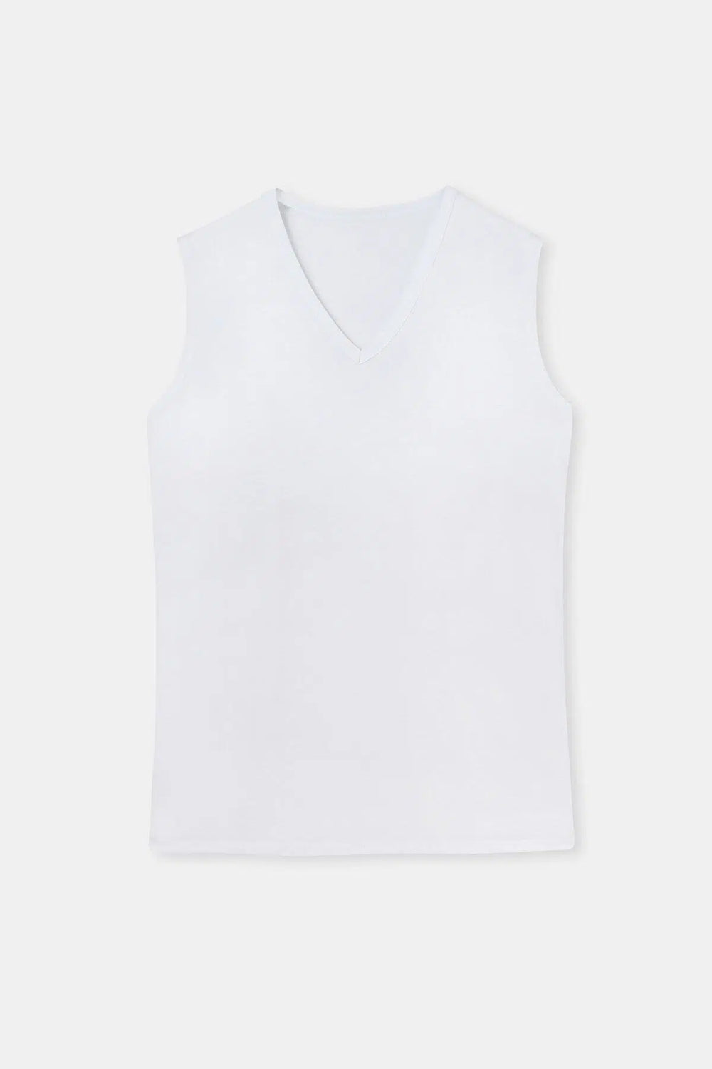 Beyaz 2'li V Yaka Kolsuz Erkek Fanila