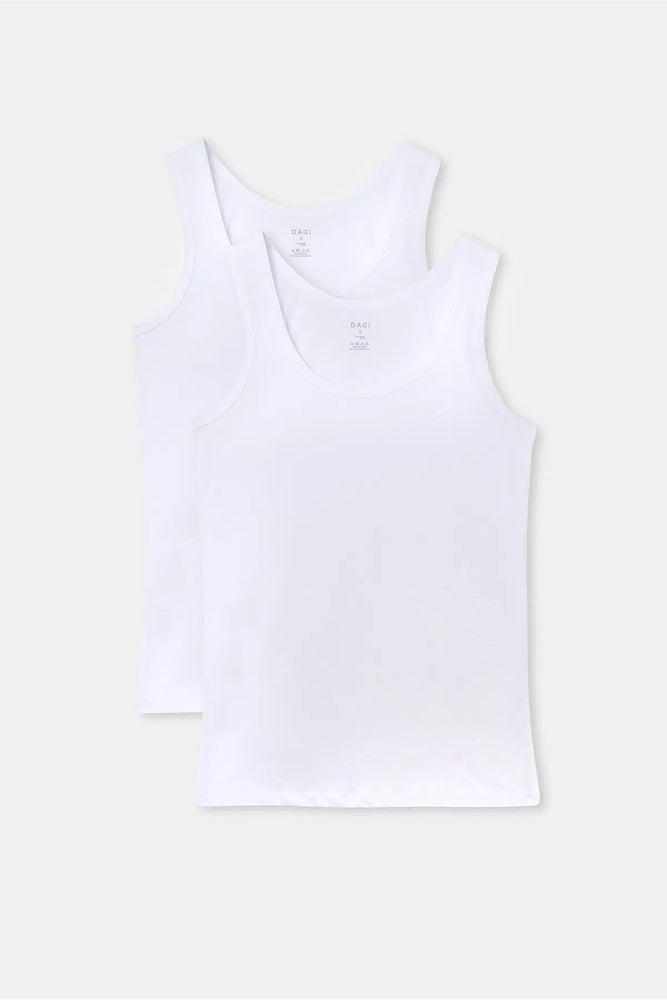 Beyaz Geniş Yaka Penye Erkek 2'li Atlet