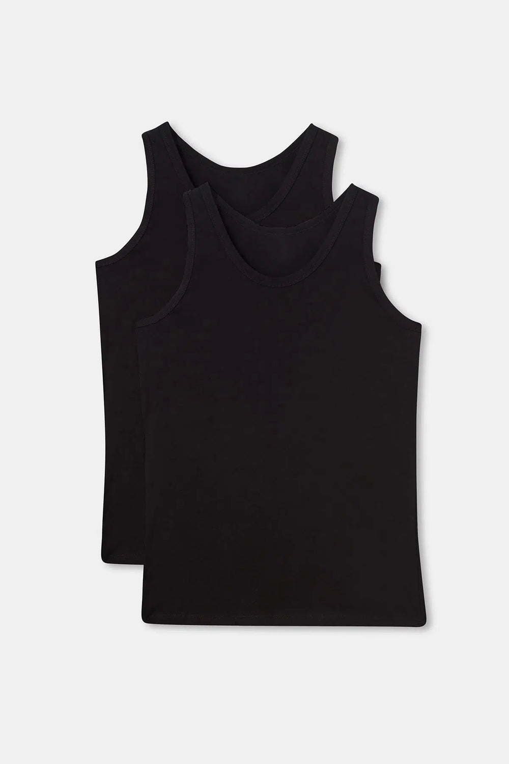 Siyah Geniş Yaka Penye Erkek 2'li Atlet