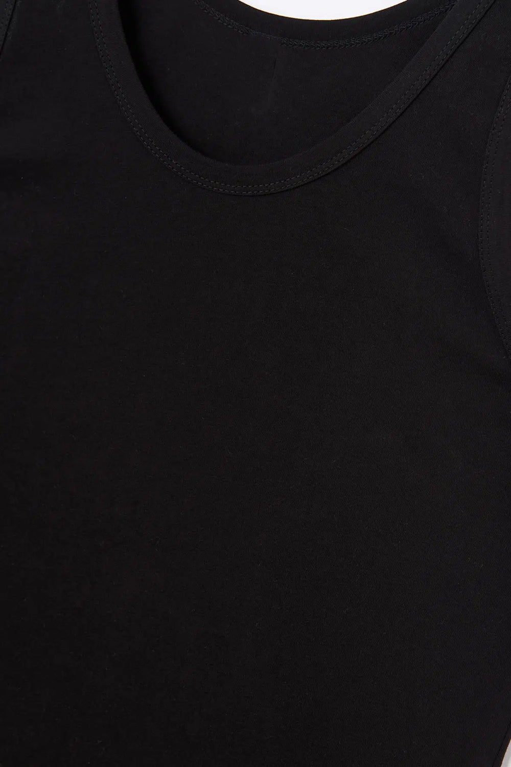 Siyah Geniş Yaka Penye Erkek 2'li Atlet