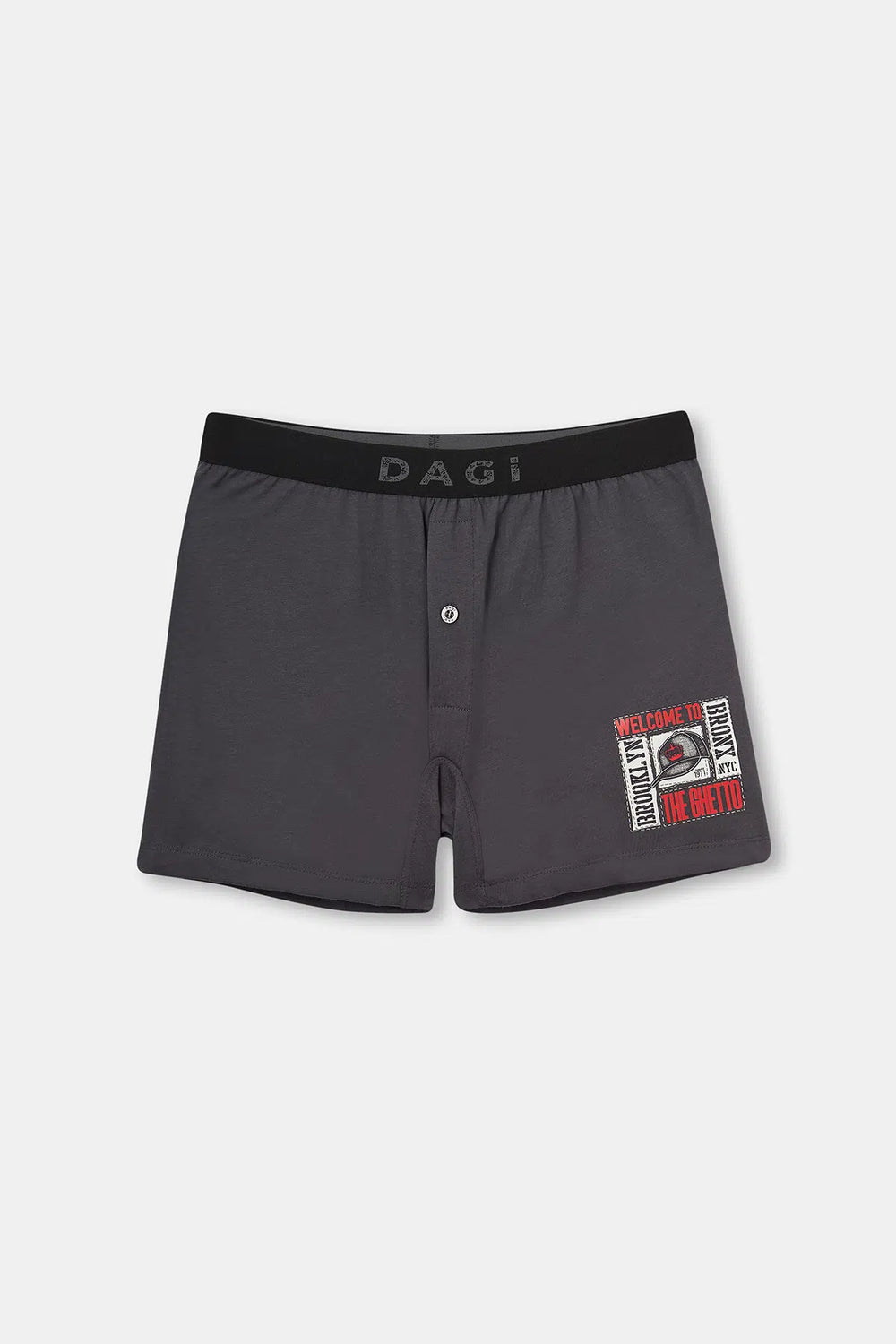 Antrasit Baskılı Pamuklu Boxer