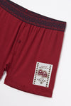 Bordo Baskılı Pamuklu Boxer
