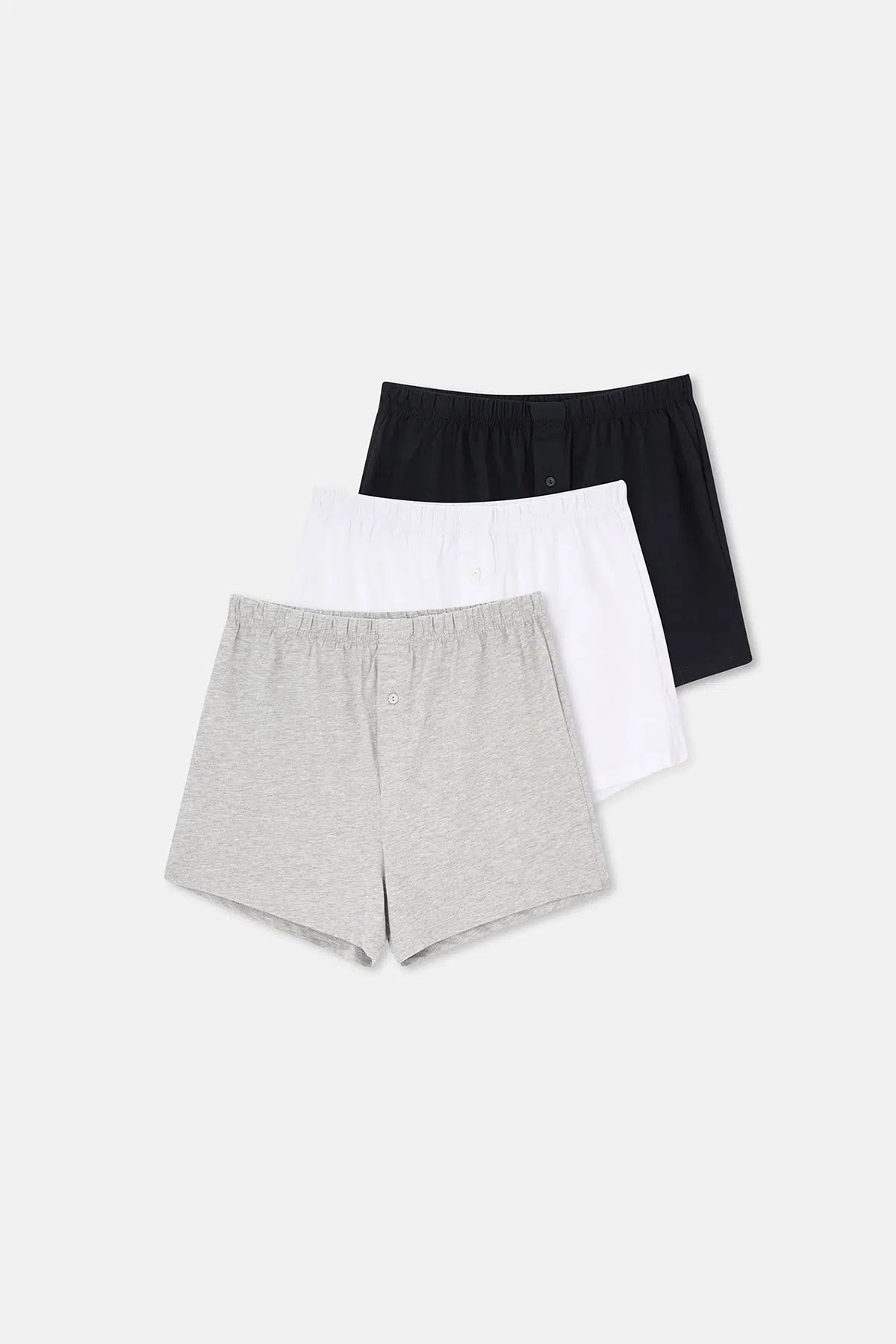 Siyah-Beyaz-Gri Melanj Penye 3'lü Boxer