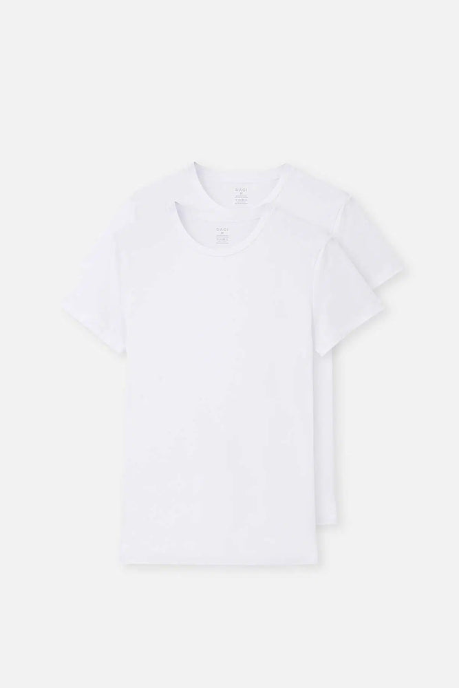 Beyaz Compact O Yaka 2'li T-Shirt