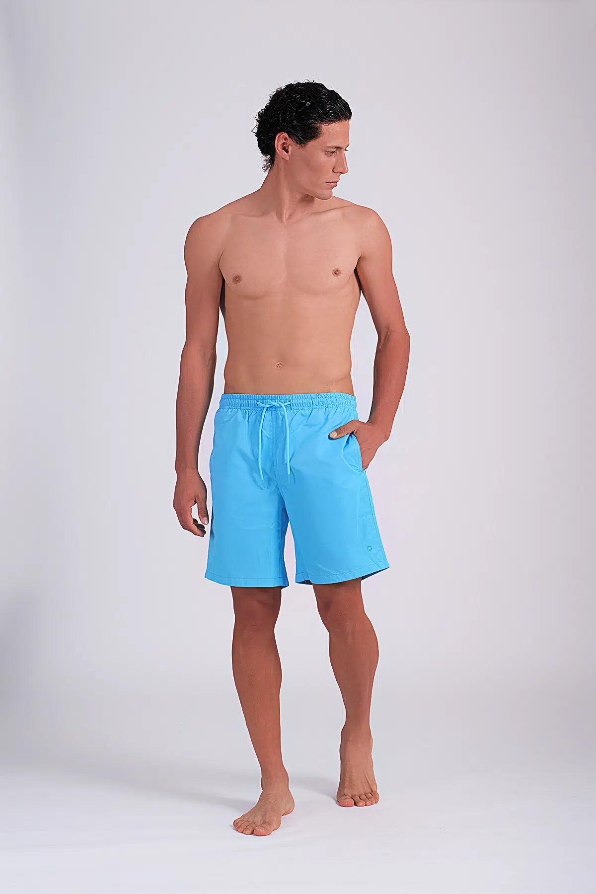 Mavi Micro Orta Düz Erkek Deniz Şortu
