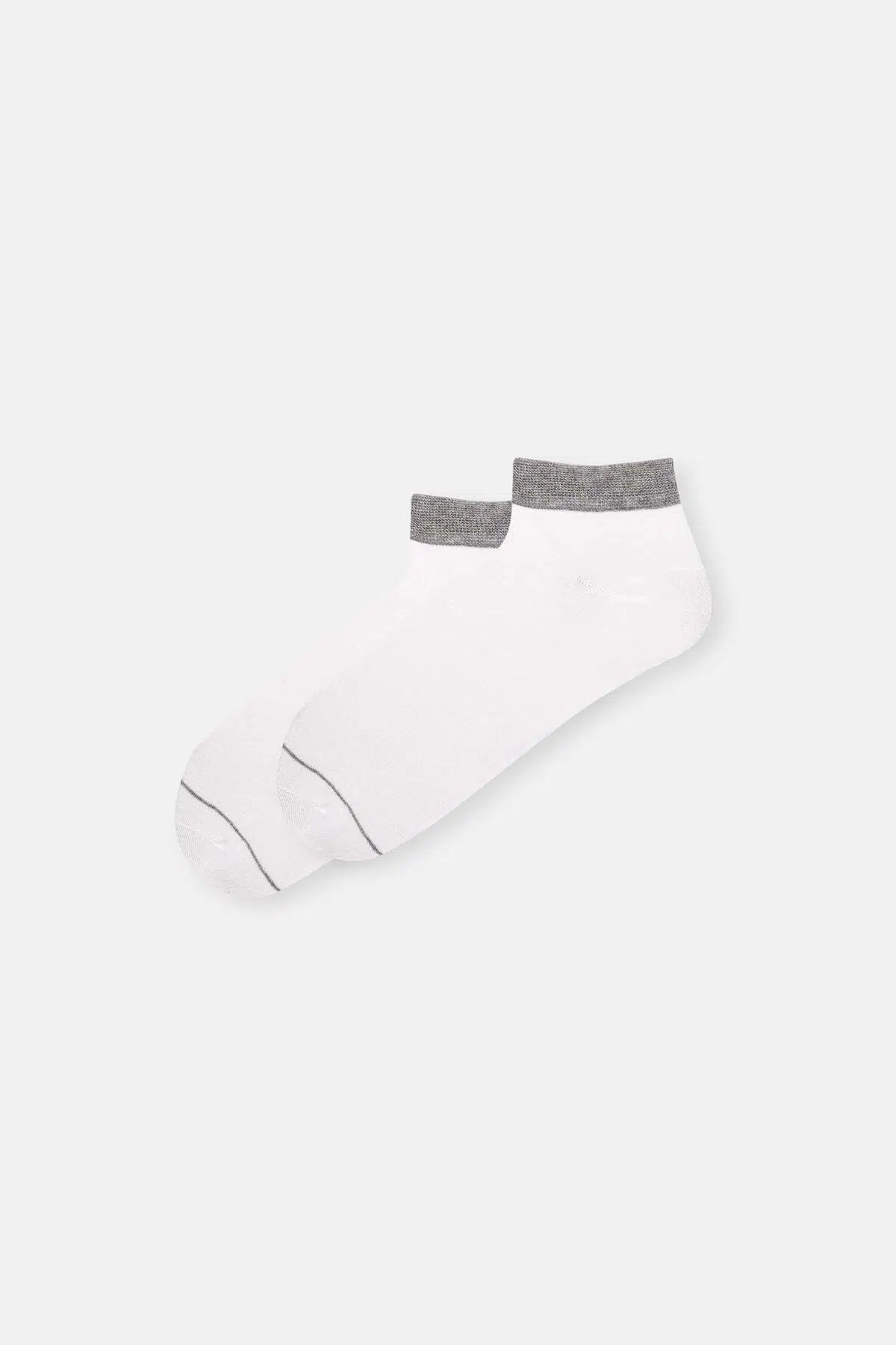 Beyaz Erkek 2'Li Patik Çorap