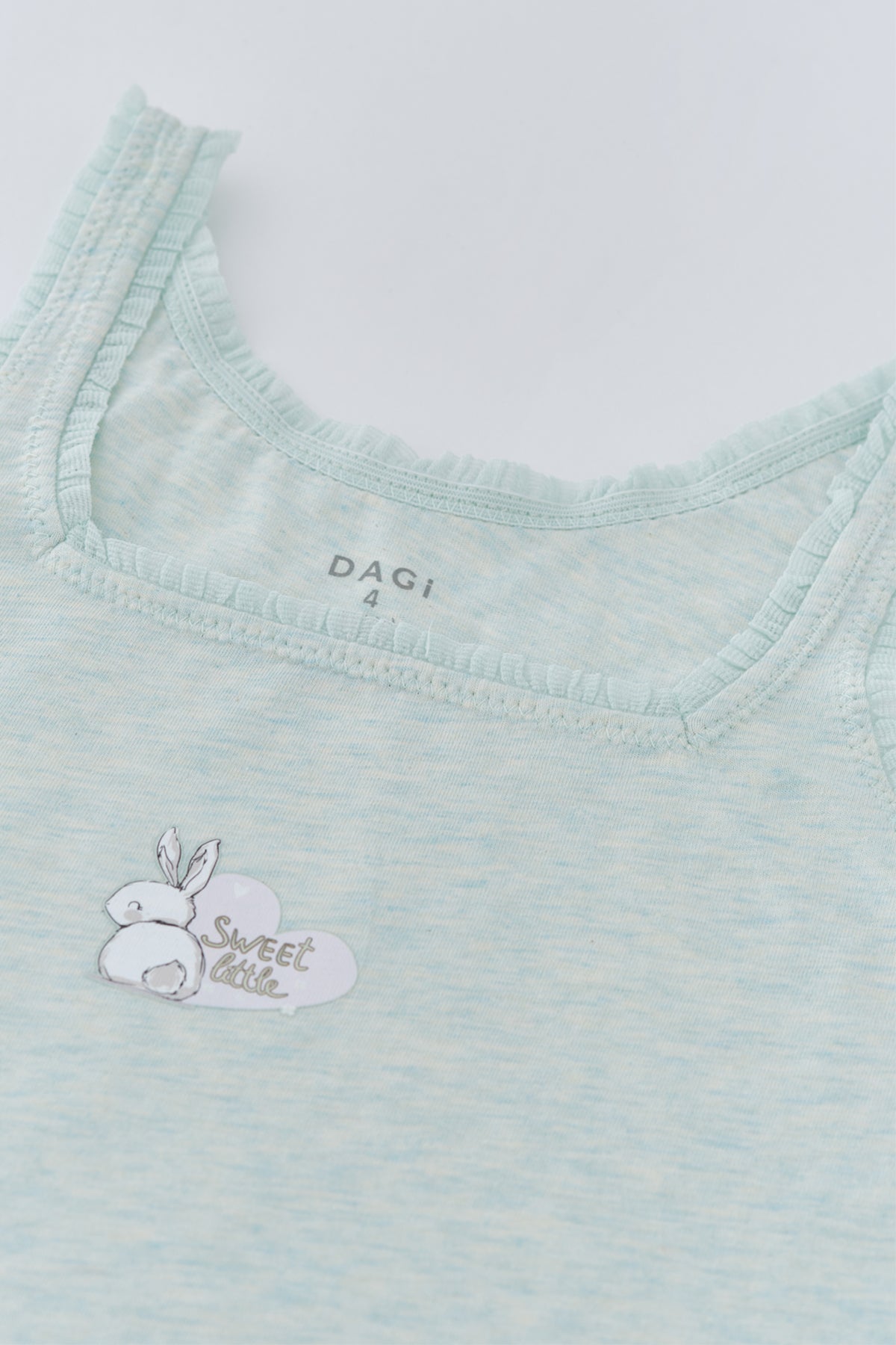 Yeşil Melanj Kız Çocuk Tavşan Empirme Kalın Askılı 2'Li Atlet