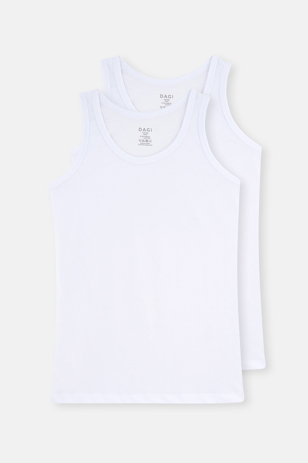 Beyaz Erkek Çocuk Pamuklu 2'li Atlet