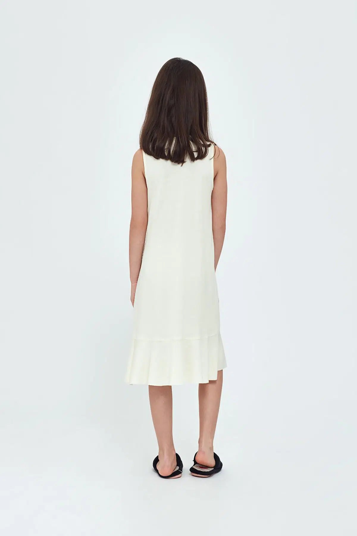 Sarı Kız Çocuk Modal Limon Baskılı Empirime Kolsuz Gecelik