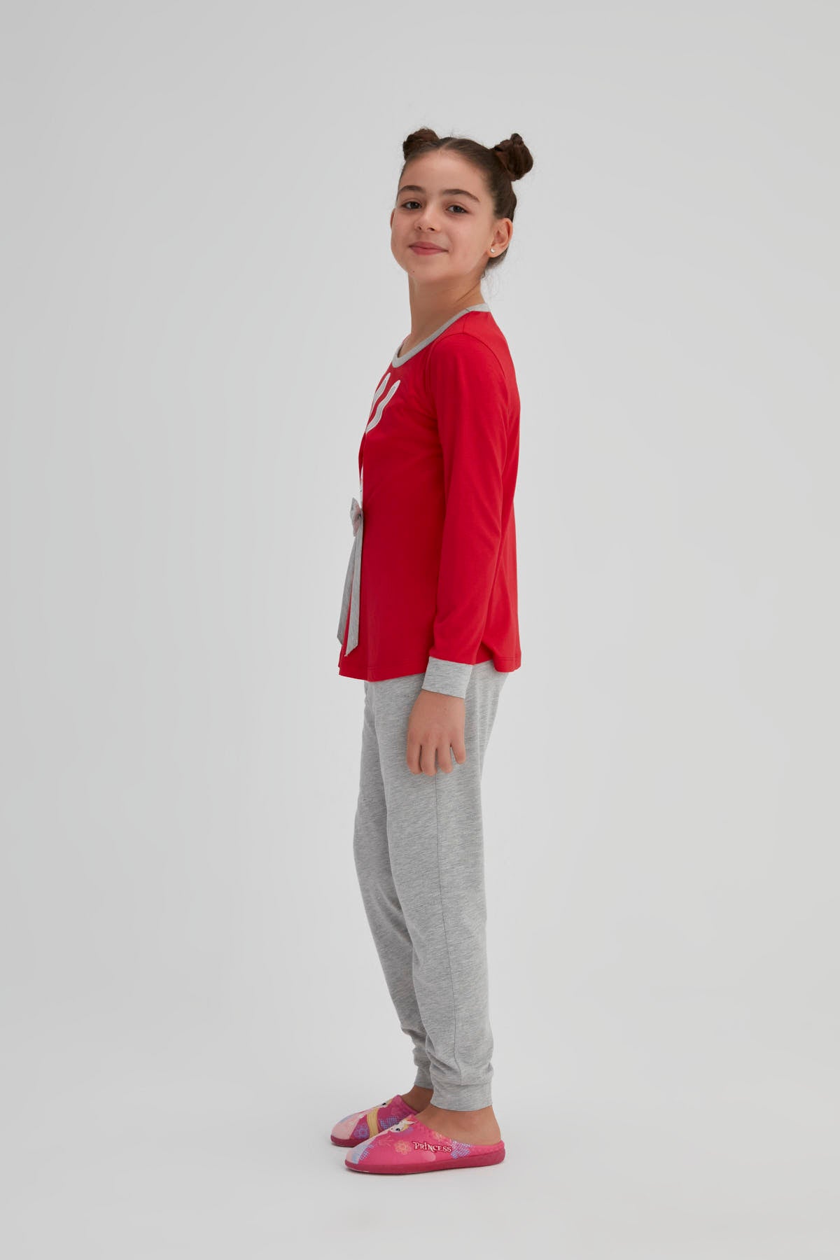 Kırmızı Kız Çocuk Pamuk Tavşan Pijama