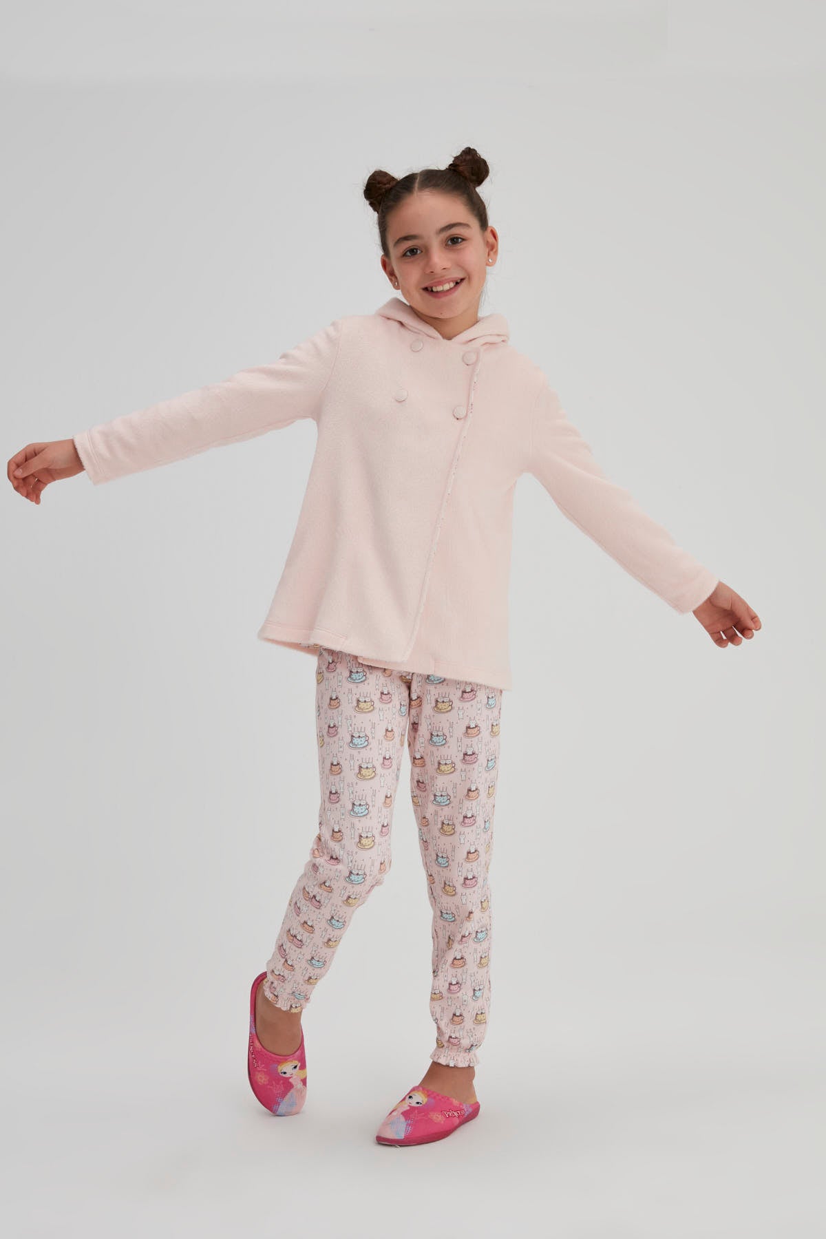 Pembe Kız Çocuk Polar Sabahlık