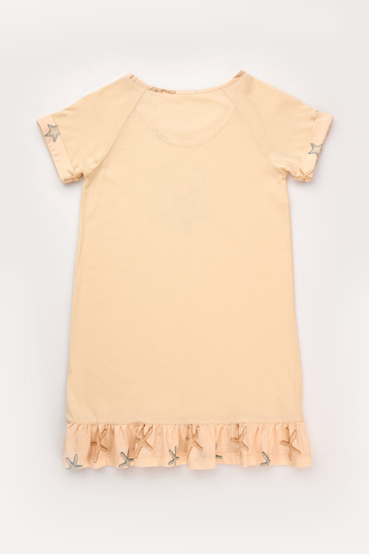 Sarı Kız Çocuk Deniz Yıldızı Eteği Fırfırlı Gecelik