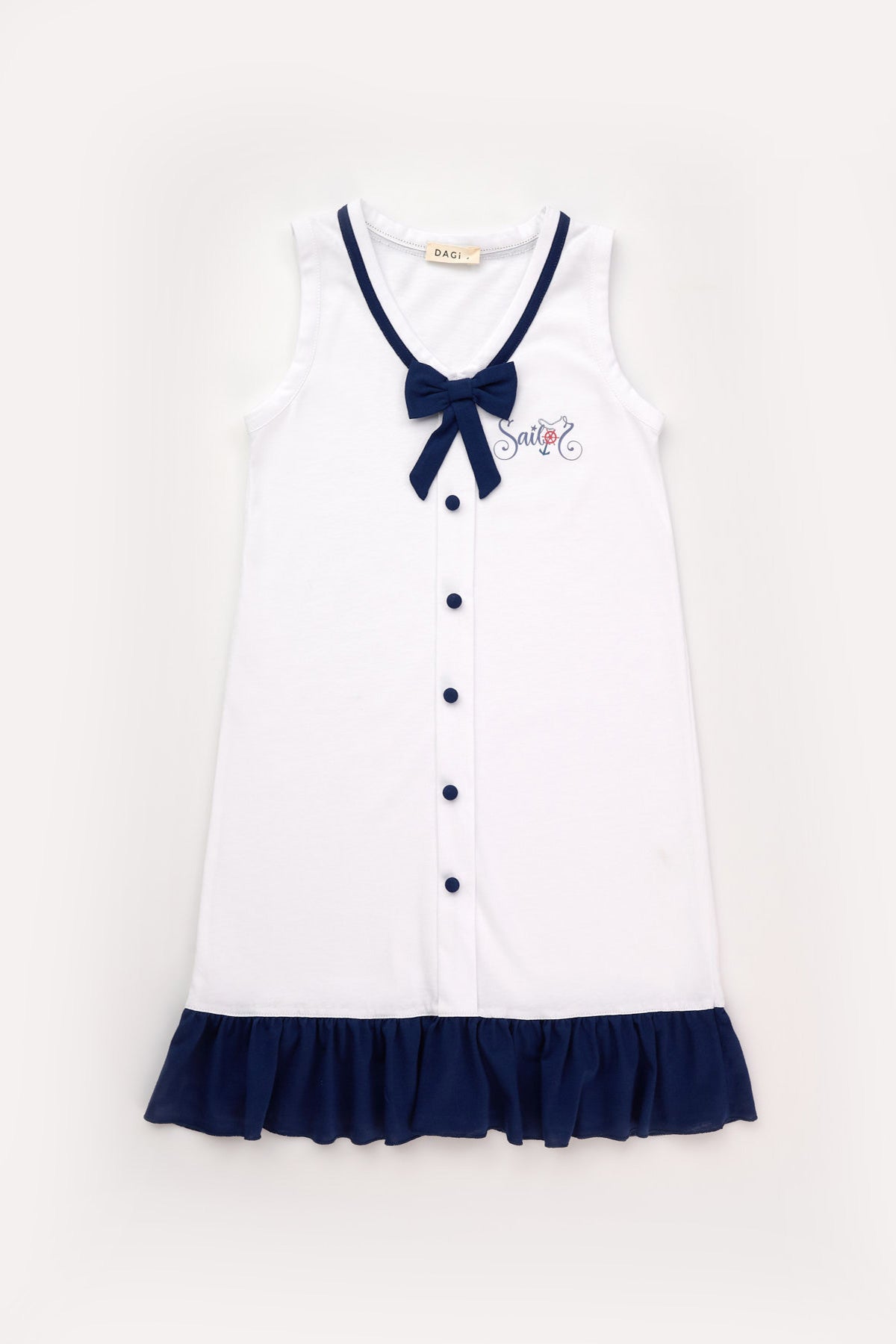 Beyaz Kız Çocuk Eteği Fırfırlı Gecelik