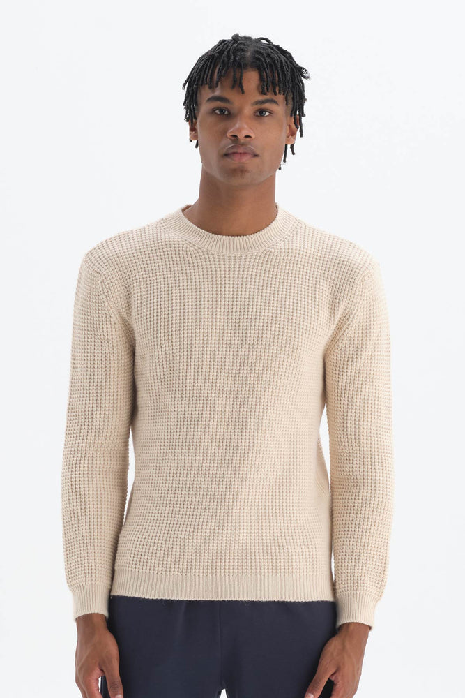 Bej Akrilik Triko Sweatshirt