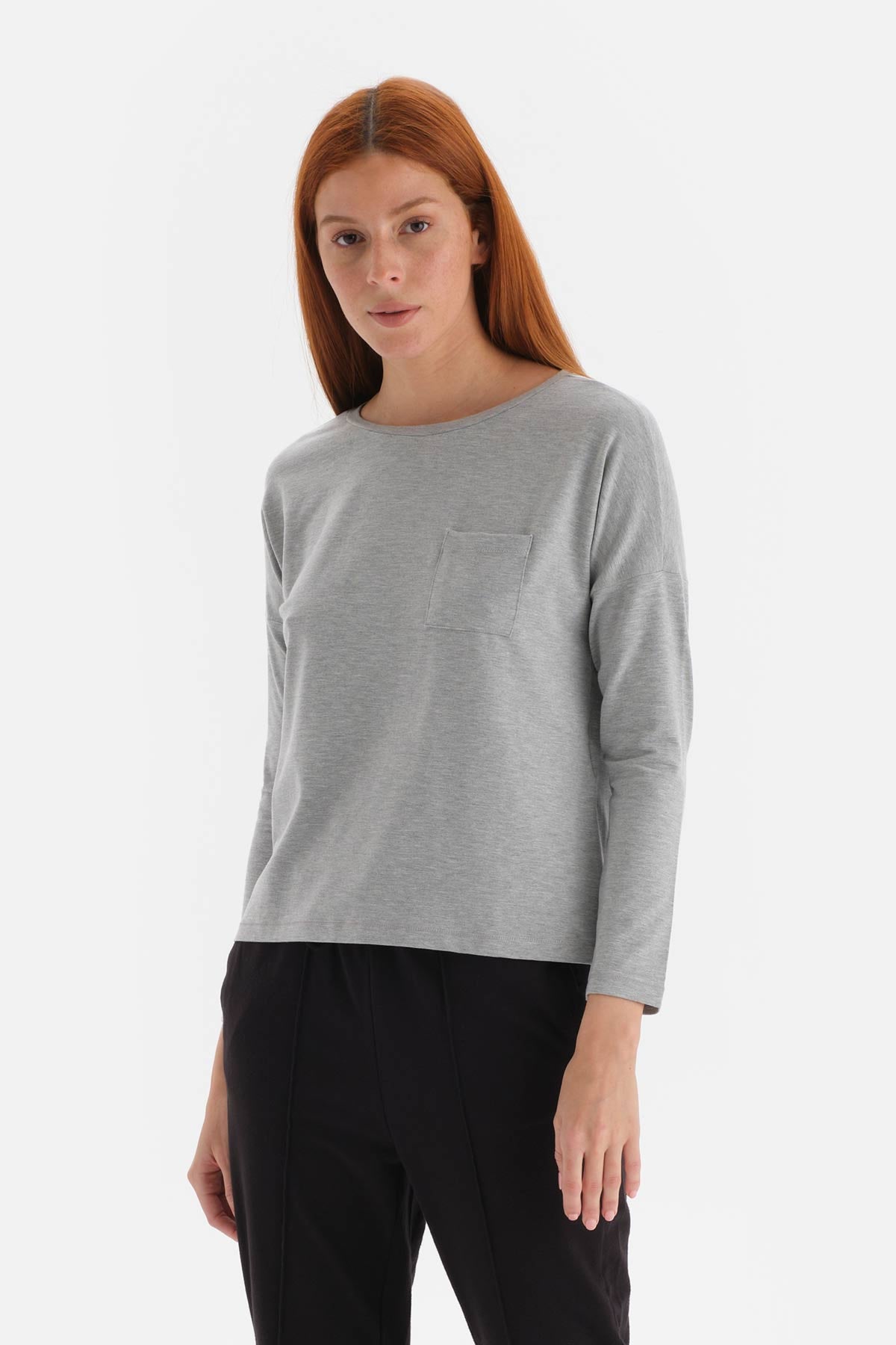 Gri Uzun Kol T-Shirt