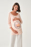 Pembe Kayık Yaka Uzun Kol Hamile Pamuk T-Shirt