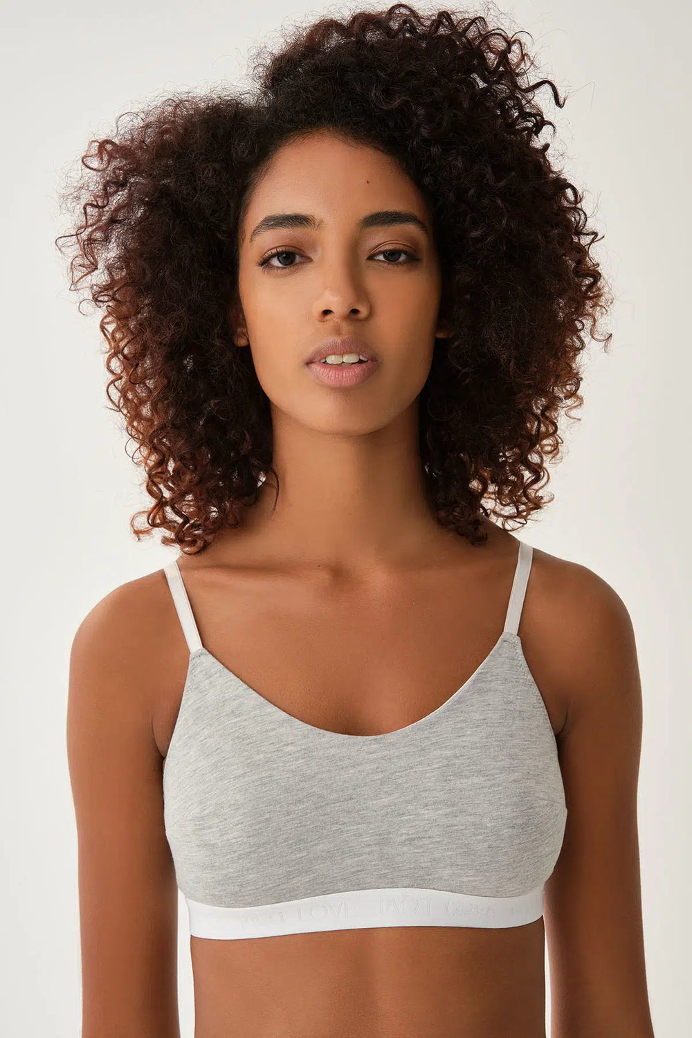 Gri Melanj Atma Kaplı Balensiz Sporcu Sütyeni
