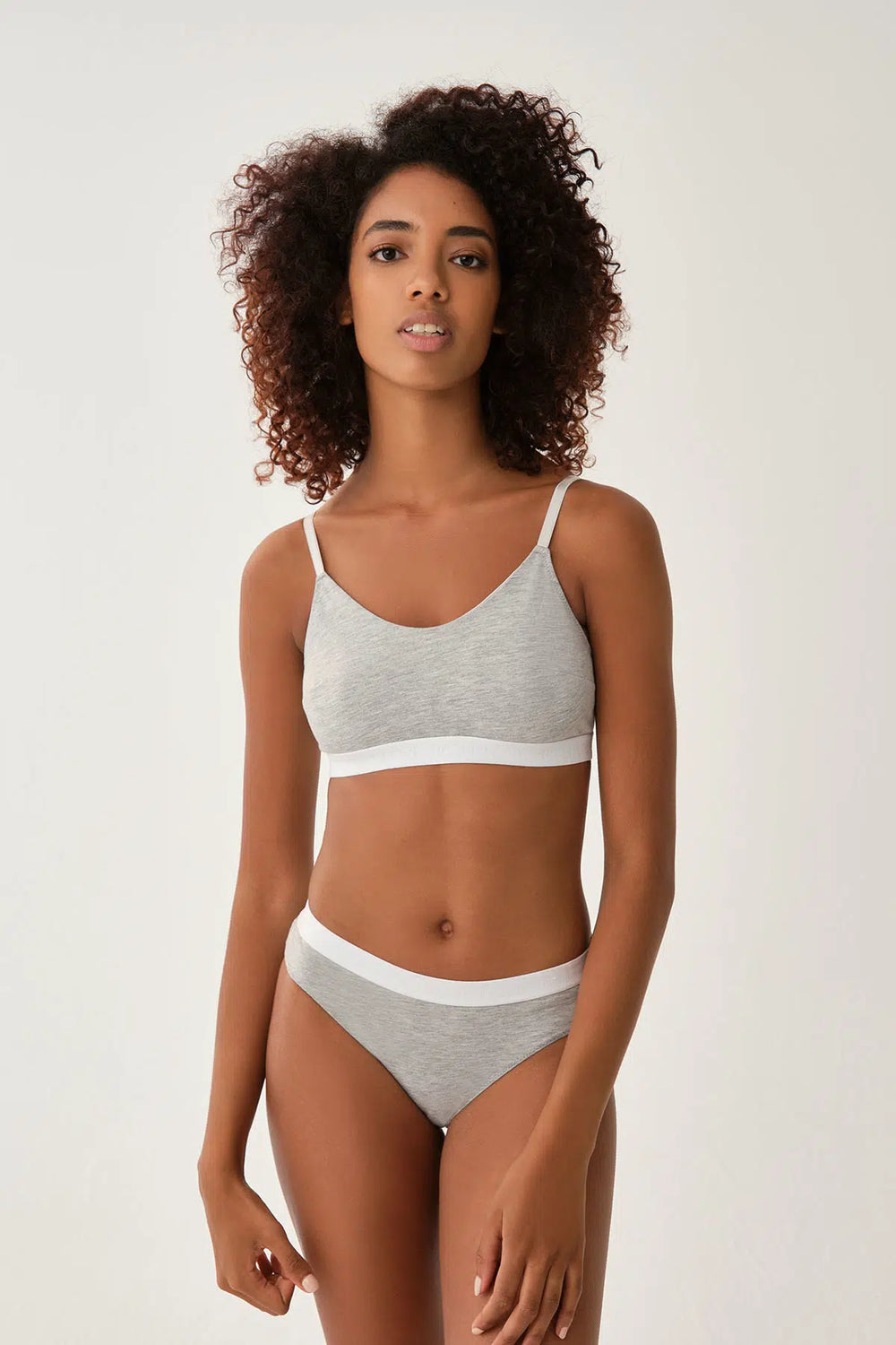 Gri Melanj Atma Kaplı Balensiz Sporcu Sütyeni