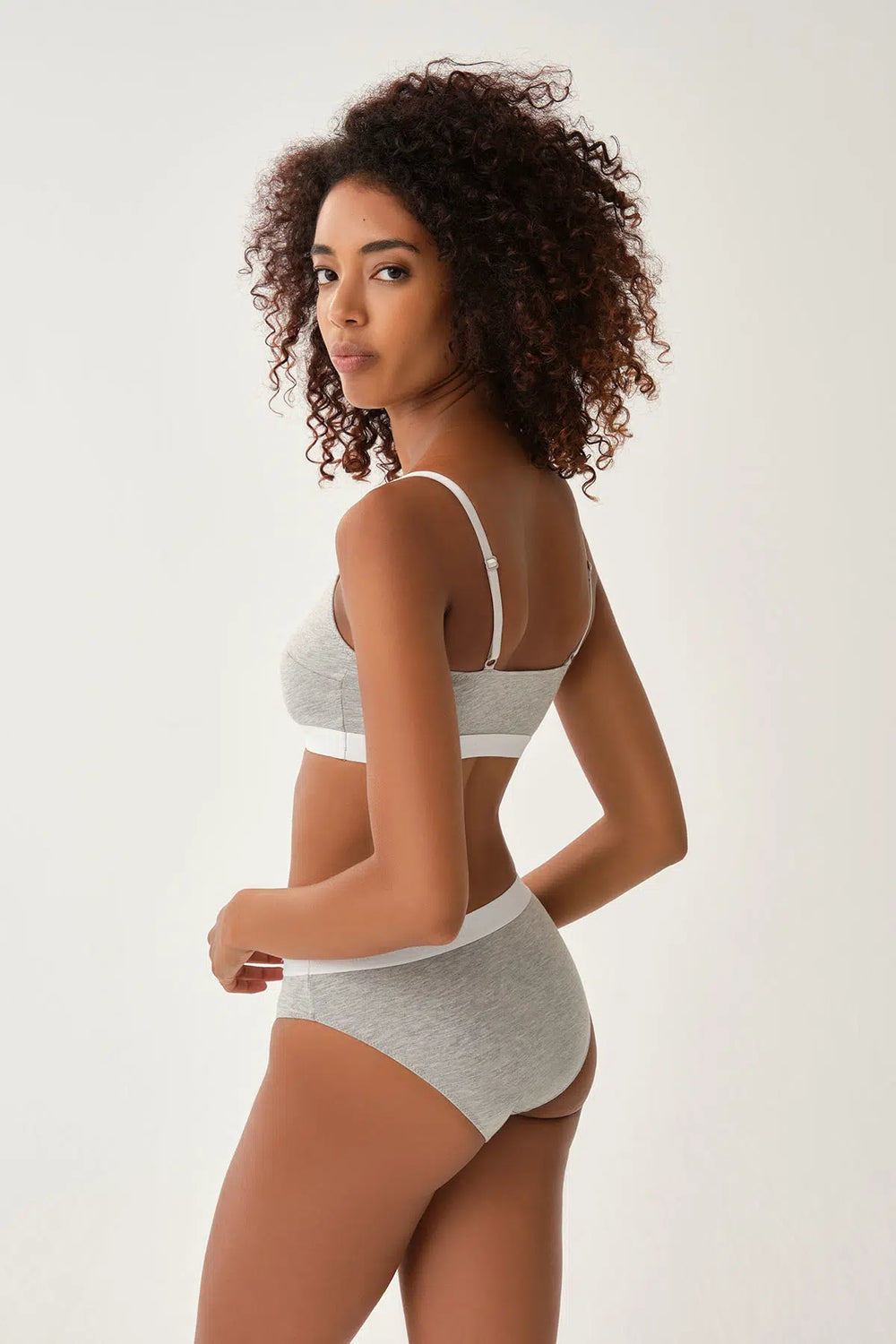 Gri Melanj Atma Kaplı Balensiz Sporcu Sütyeni