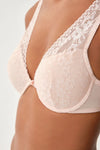 Pudra Yarı Dolgulu Balenli Dantelli Sütyen