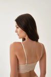 Bej Atma Kaplı Balensiz Üçgen Dekolte Bralet Sütyen