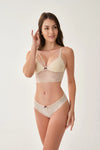 Bej Atma Kaplı Balensiz Üçgen Dekolte Bralet Sütyen